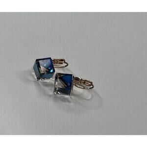 NEW Evevic Crystals From Swarovski Blue Cubed Dangle Earrings